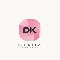 elementos de modelo de design de ícone de logotipo de letra inicial dk com onda colorida vetor