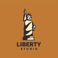 estátua liberdade desenho arte ilustração modelo de design de logotipo vetor