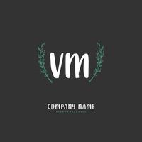 vm vm caligrafia inicial e design de logotipo de assinatura com círculo. logotipo manuscrito de design bonito para moda, equipe, casamento, logotipo de luxo. vetor