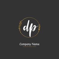 dp dp caligrafia inicial e design de logotipo de assinatura com círculo. logotipo manuscrito de design bonito para moda, equipe, casamento, logotipo de luxo. vetor