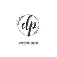 dp dp caligrafia inicial e design de logotipo de assinatura com círculo. logotipo manuscrito de design bonito para moda, equipe, casamento, logotipo de luxo. vetor