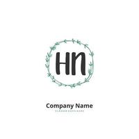 hn hn caligrafia inicial e design de logotipo de assinatura com círculo. logotipo manuscrito de design bonito para moda, equipe, casamento, logotipo de luxo. vetor