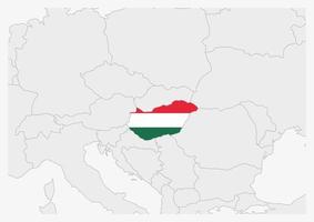 mapa da Hungria destacado nas cores da bandeira da Hungria vetor