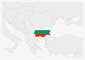mapa da bulgária destacado nas cores da bandeira da bulgária vetor
