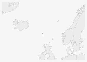 mapa das ilhas faroe destacado nas cores da bandeira das ilhas faroe vetor