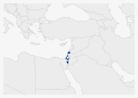 mapa de israel destacado nas cores da bandeira de israel vetor