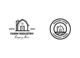 design de logotipo de fazenda vintage - casa de construção de madeira de celeiro fazenda vaca gado vetor