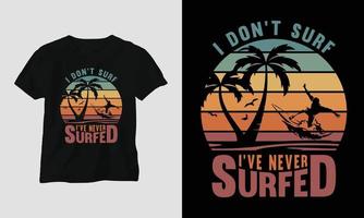 design de camiseta de surf, cor retrô vetor