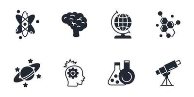 conjunto de ícones de ciência. elementos do vetor de símbolo de pacote de ciência para web infográfico