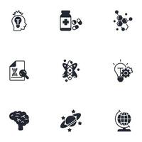 conjunto de ícones de ciência. elementos do vetor de símbolo de pacote de ciência para web infográfico