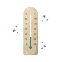 ilustração em vetor de um termômetro de quarto. temperatura ambiente baixa. estação de aquecimento.