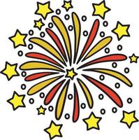 desenhos animados de fogos de artifício de ano novo clipart colorido vetor