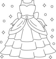página para colorir de vestido de noiva para crianças vetor