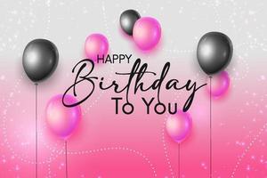 balões de aniversário vector design de fundo. feliz aniversário para você texto com elemento de decoração de balão e confete para design de cartão de comemoração de aniversário. ilustração vetorial