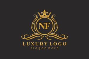 modelo de logotipo de luxo real inicial da carta nf em arte vetorial para restaurante, realeza, boutique, café, hotel, heráldica, joias, moda e outras ilustrações vetoriais. vetor