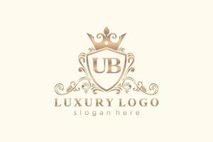 modelo de logotipo de luxo real carta inicial ub em arte vetorial para restaurante, realeza, boutique, café, hotel, heráldica, joias, moda e outras ilustrações vetoriais. vetor