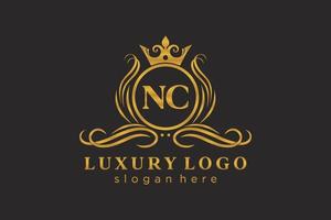modelo de logotipo de luxo real carta inicial nc em arte vetorial para restaurante, realeza, boutique, café, hotel, heráldica, joias, moda e outras ilustrações vetoriais. vetor