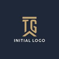 design de logotipo de monograma inicial tg em estilo retangular com lados curvos vetor