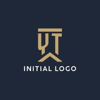 yt design de logotipo de monograma inicial em estilo retangular com lados curvos vetor