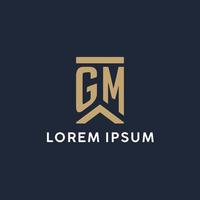 gm design de logotipo de monograma inicial em estilo retangular com lados curvos vetor