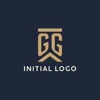 gg design de logotipo de monograma inicial em estilo retangular com lados curvos vetor