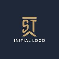 º design do logotipo do monograma inicial em estilo retangular com lados curvos vetor