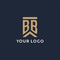 bb design de logotipo de monograma inicial em estilo retangular com lados curvos vetor