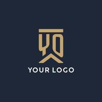 yo design inicial do logotipo do monograma em estilo retangular com lados curvos vetor