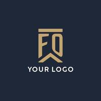 fo design inicial do logotipo do monograma em estilo retangular com lados curvos vetor