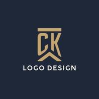 ck design de logotipo de monograma inicial em estilo retangular com lados curvos vetor