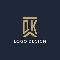 qk design de logotipo de monograma inicial em estilo retangular com lados curvos vetor