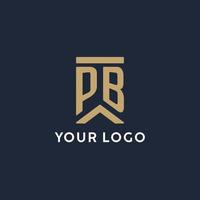 pb design de logotipo de monograma inicial em estilo retangular com lados curvos vetor