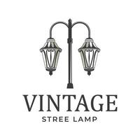 lanterna clássica iluminação pública design de logotipo vintage vetor símbolo ilustração design