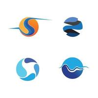 logotipo de forma redonda isolada. logotipo de cor azul. imagem de água corrente. mar, oceano, superfície do rio. vetor