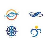 logotipo de forma redonda isolada. logotipo de cor azul. imagem de água corrente. mar, oceano, superfície do rio. vetor