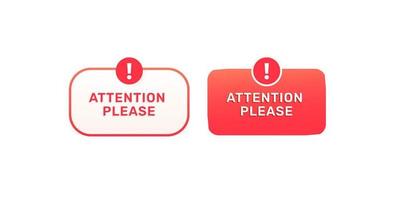 sinal de notificação de alerta de mensagem de clipart de interface de usuário com atenção de ícone de cor vermelha brilhante, por favor vetor