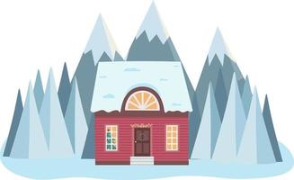 ilustração vetorial de edifícios decorados isolados, ano novo e casas de natal no fundo da natureza. feriado e celebração, arquitetura de inverno vetor