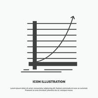 flecha. gráfico. curva. experiência. ícone de gol. símbolo cinza de vetor de glifo para ui e ux. site ou aplicativo móvel