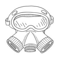 ilustração vetorial de contorno em preto e branco de uma máscara de radiação vetor