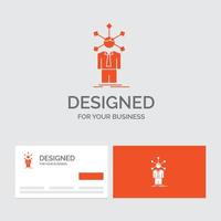 modelo de logotipo de negócios para desenvolvimento. humano. rede. personalidade. auto. cartões de visita laranja com modelo de logotipo da marca. vetor