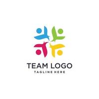 design de logotipo de trabalho em equipe com vetor premium de estilo criativo moderno