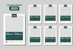 calendário de parede 2023 modelo design verde vetor