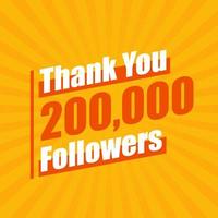 obrigado 200.000 seguidores, 200k seguidores celebração design colorido moderno.