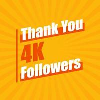 obrigado 4k seguidores, 4000 seguidores celebração design colorido moderno.
