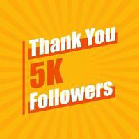 obrigado 5k seguidores, 5000 seguidores celebração design colorido moderno.