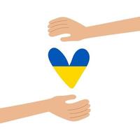 rezar pela paz ucrânia. salve a Ucrânia. mão com heart.stop war.colors of ucraniano flag.stand com ucrânia vetor