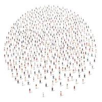 grande grupo de pessoas silhueta aglomerada em forma redonda, isolada no fundo branco. ilustração vetorial vetor