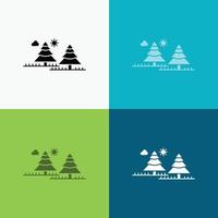 floresta. acampamento. selva. árvore. ícone de pinheiros sobre vários planos de fundo. design de estilo glifo. projetado para web e aplicativo. ilustração vetorial eps 10 vetor