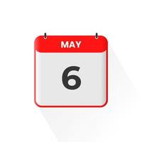 6 de maio ícone de calendário. 6 de maio ilustrador de vetor de ícone de mês de data de calendário