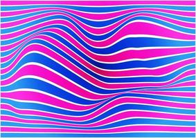 linhas onduladas distorcidas ilustração vetorial de fundo abstrato, curva tem um padrão de linha reta rosa e azul. vetor